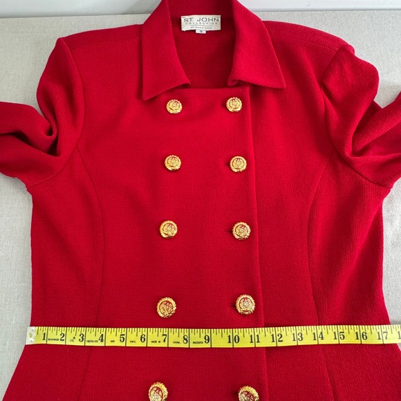 St. John Red Santana‎ Knit double breasted jacket Size 10 - Picture 15 of 16